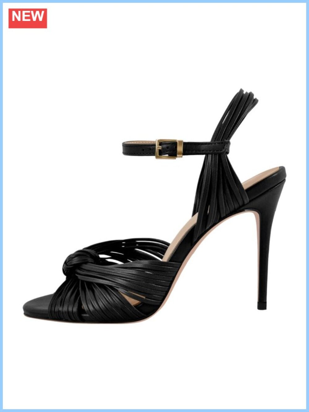 Strappy High Heel Sandals Stiletto Braided Knot Ankle Strap Open Toe Dress Shoes